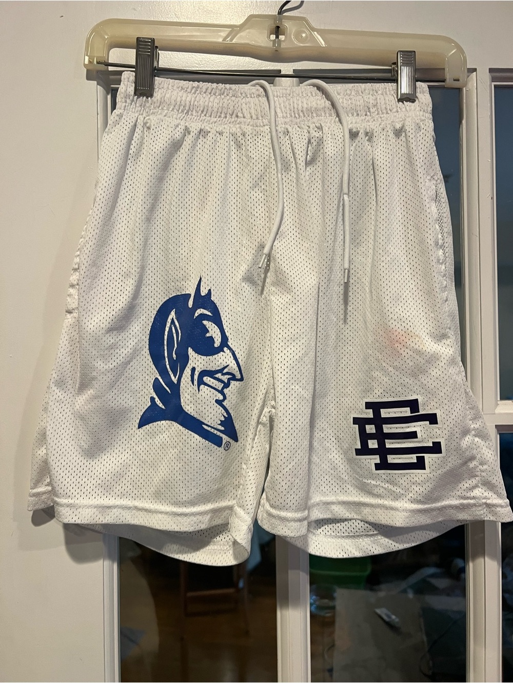 Eric Emanuel  EE White Men's Athletic Shorts with Drawstring and Mesh Liner